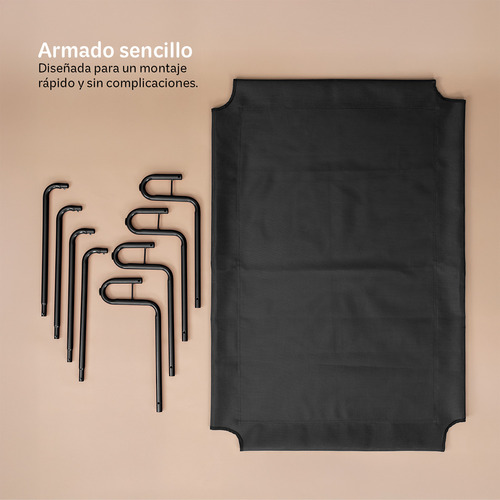 Cama Elevada para Perro con Malla Transpirable ideal en Calor, Catre de Mascotas Esquimal Pets. Negro, 90x65x20cm