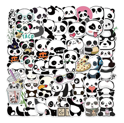 Lindas Pegatinas Panda 50 Piezas Vinilo Impermeables Dibujos