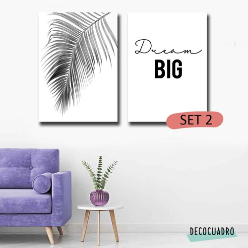 Imagen 5 de 10 de Cuadros Frases Decorativos Modernos Set 2u 40x50