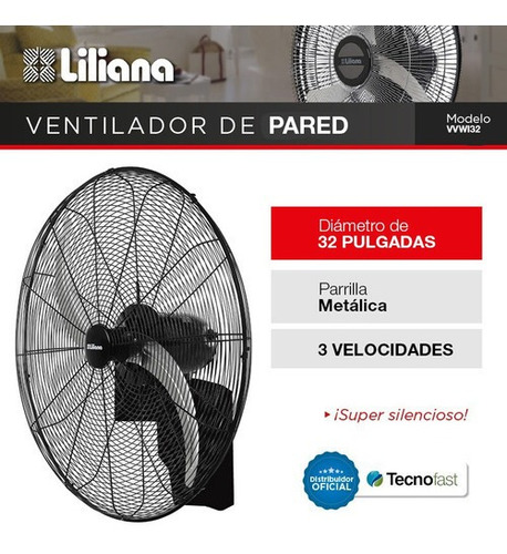 Ventilador Industrial De Pared Liliana 32 PuLG 3 Veloc 280w