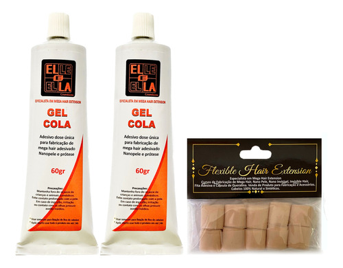 2 Gel Cola  + 1 Pacote De Nanoextension Para Mega Hair 