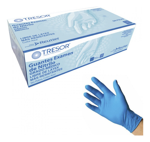 Caja Guantes Examen Nitrilo Desechables  X 100 Unds. Tresor