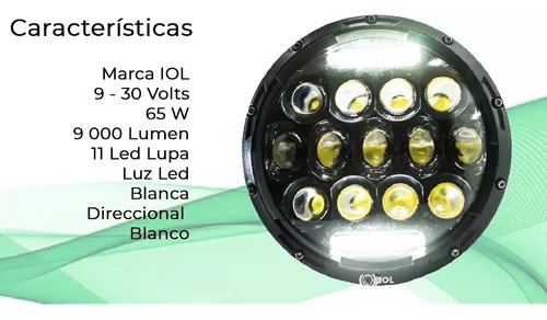 2 Faro Led Redondo Luz A/b Lupa Direccional 7 Pulgadas