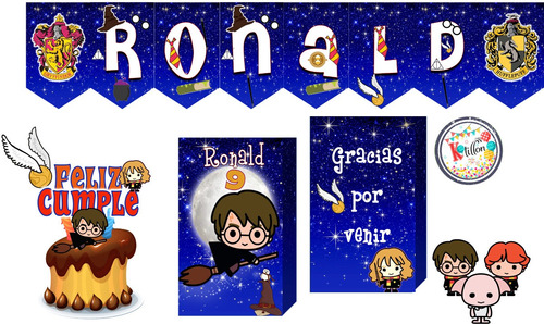 Kit Harry Potter Cumpleaños Fiesta 139 Unds 100% Artesanal-k