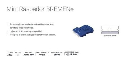 Imagen 2 de 4 de Raspador Rasqueta Quita Pintura Adhesivos De Vidrios Bremen