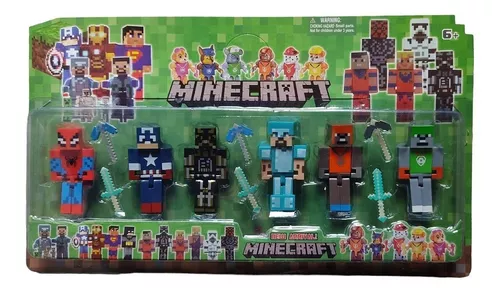 Bonecos Minecraft Kit Com 19 itens