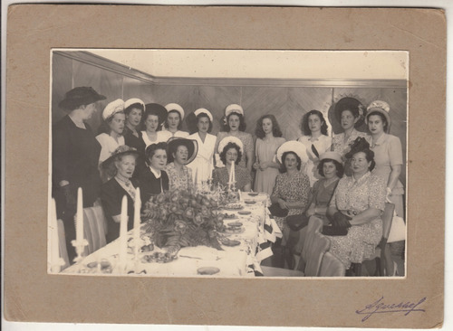 1948 Fotografia Social Grupo Mujeres Con Sombreros Vintage