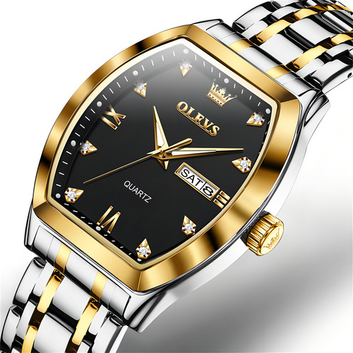 Reloj Luminoso Olevs Business Diamond Calendar Color Del Fondo Negro