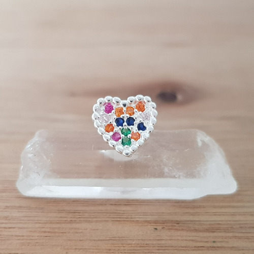 Aro Il Tuo Amore Corazón 7mm Cubic Multicolor Plata 925