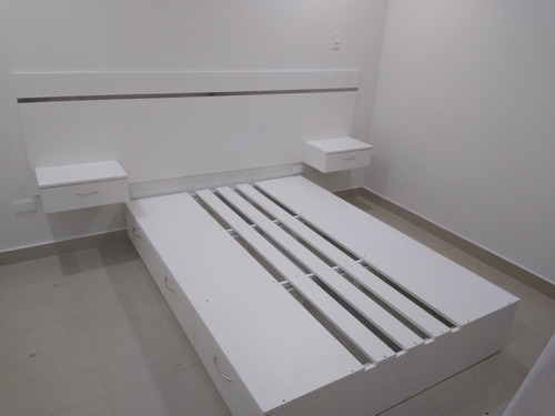 Cama En Melamina Hm. De 2 Plz. Y 6 Cajones Con Cabecera.