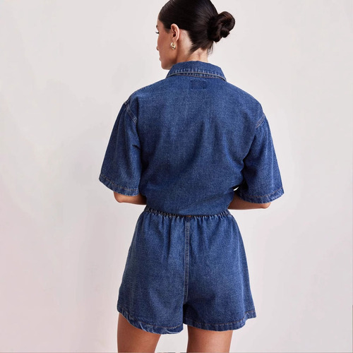 Conjunto Jeans Feminino De Verão Com 2 Peças
