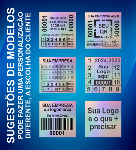 Lacre Void Holográfico Premium 20x20mm Personalizado 500 Un