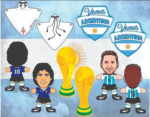 Messi Maradona Muñecos Apego Mundial Qatar 2022 Sublimación