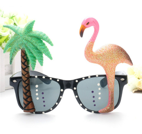 Imagen 2 de 8 de Novedad Gafas Redonda Tropical Flamenco Fiesta Gafas De Sol