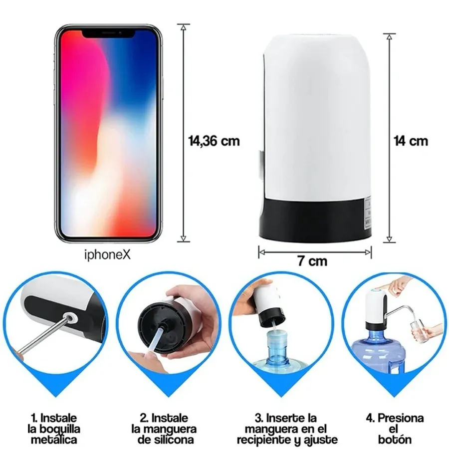 Dispenser De Agua Automatico Bomba Dispensador Bidones Usb