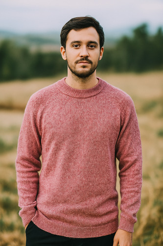 Sweater Pullover Lana De Alpaca Liso Peinado