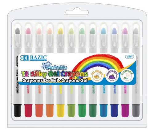 Silky Gel Crayones De Gel Sedoso Labable 12 Colores 