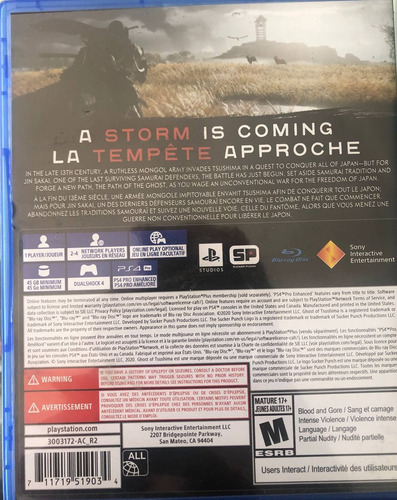Ps4 Ghost Of Tsushima (Usado)