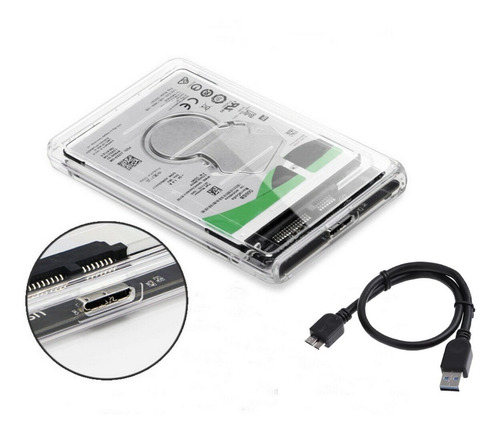 Imagen 1 de 9 de Caja Externa Disco Duro Externo 2.5 Usb 3.0 Transparente