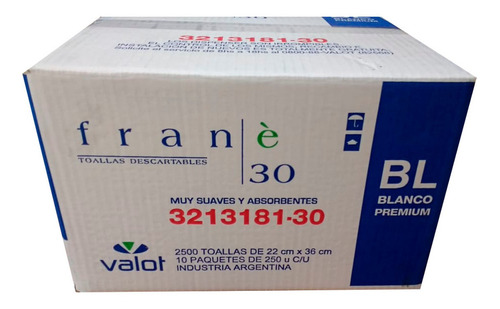 Toallas Intercaladas Frane30 22 X 36 Caja X 2500 Hojas Valot