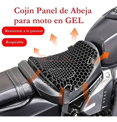 Cojin Gel Asiento Moto Panel Abeja Universal Respirable Pem