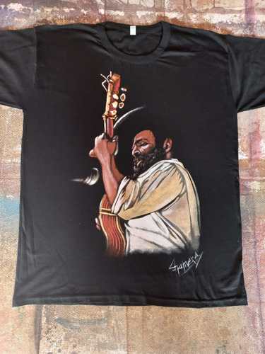 Remera De Jorge Cafrune Guitarra Pintada A Mano