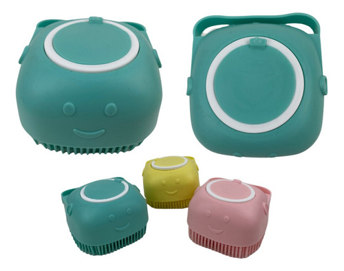 Escova Pente Silicone Com Dispenser Banho Shampoo Pet Tosa Liso