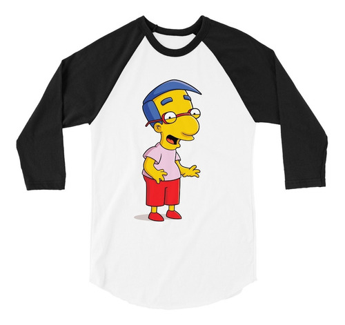 Playera Raglan 3/4 Milhouse Van Houten Los Simpson