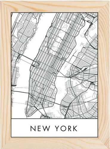 Mapa Cuadro New York City Nyc Barcelona 30x40cm