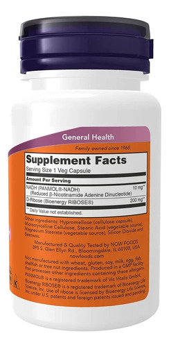 Nadh Dinucleótido Adenina Nicotinamida 10mg +200mg D-ribosa Sin Sabor