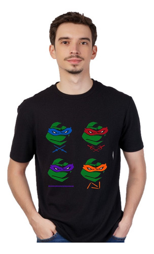 Tortugas Ninja - Remera Negra - Manga Corta Unisex - Urbano