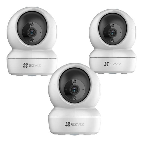 Kit Mextec Ezviz 3pzas Minicámara Ip Pt2 Megapíxel Mod H6c Paneo E Inclinación Wi-fi- Ethernet Ranura Para Memoria Soporta Hasta 256gb