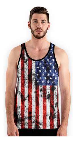 Stompy Camiseta Regata American Flag Bandeira Usa