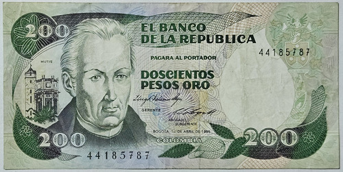 Billete 200 Pesos 01/abr/1985 Colombia Vf-xf