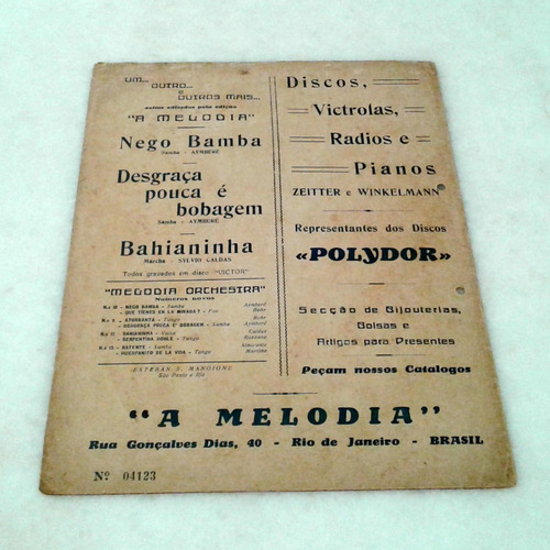 Imagem 3 de 3 de Partitura 1931 - Com Que Roupa ? - Noel Rosa