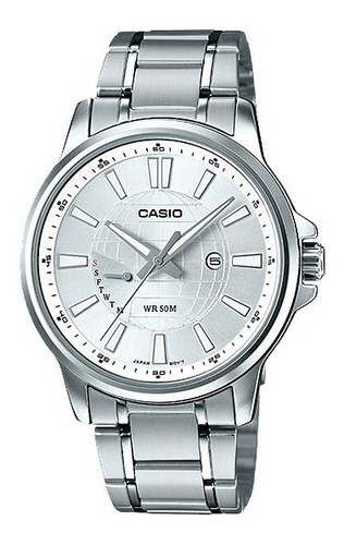 Reloj Hombre Casio Mtp-137d | Color De La Correa Plateado Color Del Fondo Plateado