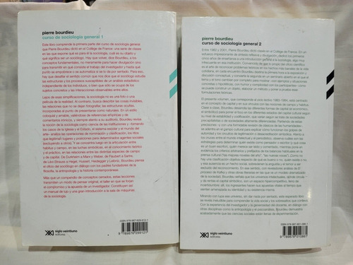 Imagen 3 de 10 de Curso De Sociologia General 1 Y 2 Pierre Bourdieu Siglo Xxi