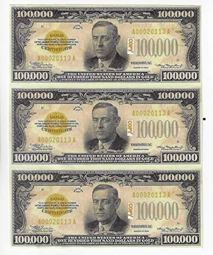 Personalizada Juguetes Y Pasatiempos $ 100.000 Bills (1934) 