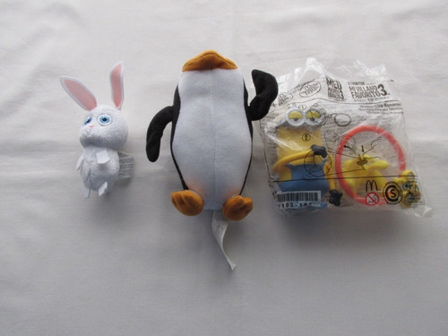 Lote De 3 Muñecos Variados De Mac Donald's: Minions, Pingüin