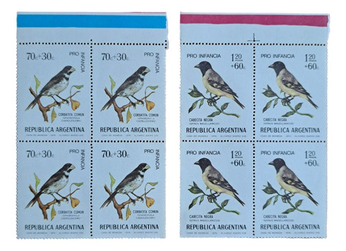 Argentina 968/9 Gj Pajaros Aves Gj 1652/3 Mint Año 1974