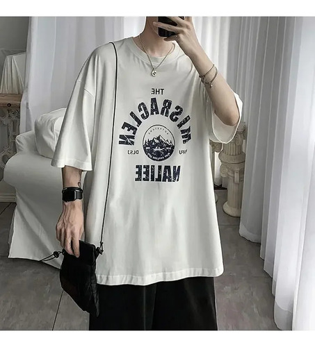 Camiseta Holgada De Manga Corta Con Estampado De Corte Holga