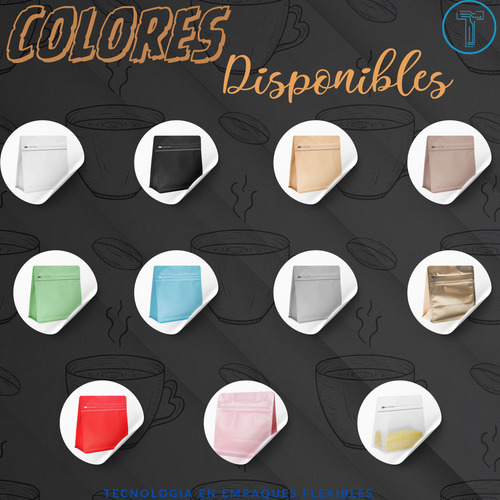100 Bolsas Para Café, Cuadradas De 1 Kg Dorado Oscuro Cuadrada 1kg