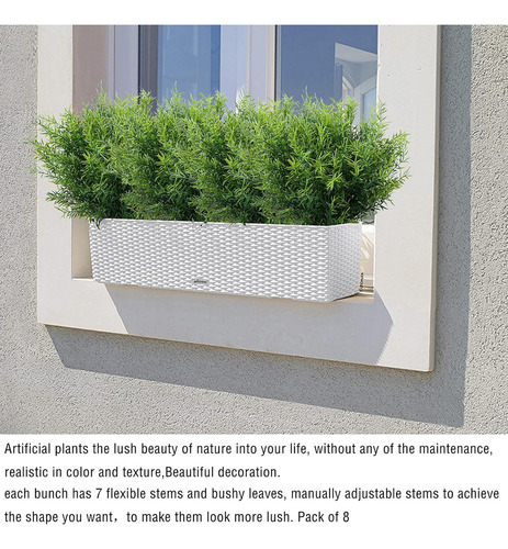 Plantas Artificiales Flores Hierba Arbustos 8 Pack No Fad...