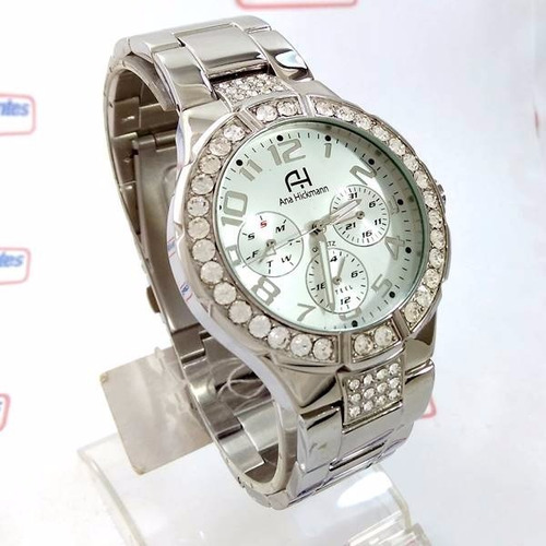 Relógio Feminino Ana Hickmann Prateado Swarovski Ah30193q