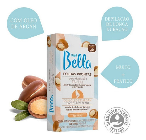 Kit 64 Un Folhas Prontas Facial C/ Óleo De Argan Depil Bella