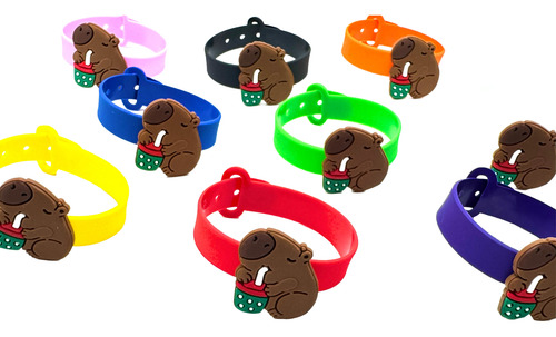 Pulseira Capivara 10un Variadas Pulseirinha Mimo Ajusavel