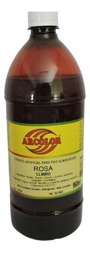 Corante Liquido Rosa Alimentício 960ml - Arcolor