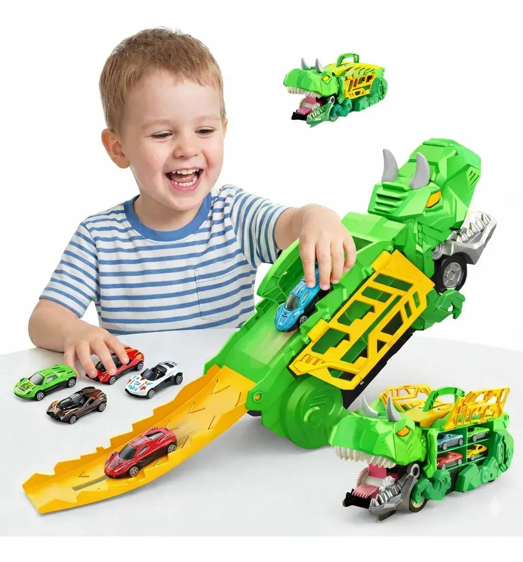 Caminhão Dinossauro Pista Com Carrinhos