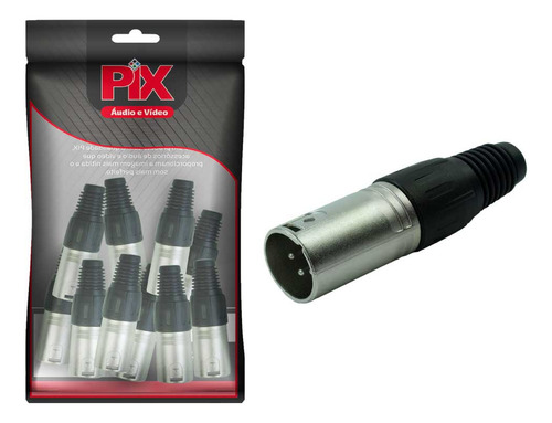 10x Plug Xlr Cannon Macho 4 Vias Corpo Metálico - Preto