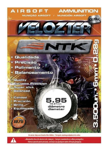 Esferas Para Airsoft Bbs Balanceada 6mm 28g 7.000 Velozter